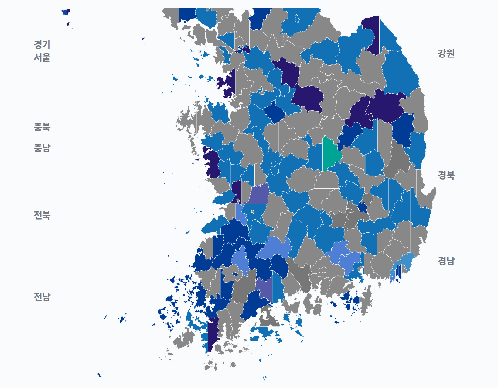 1대 총선 지역구 선거구별 1위 · 지도 — 선거구마다 당선자 정당색(승자독식). 균등=등면적 hex · 지도=실제 경계.