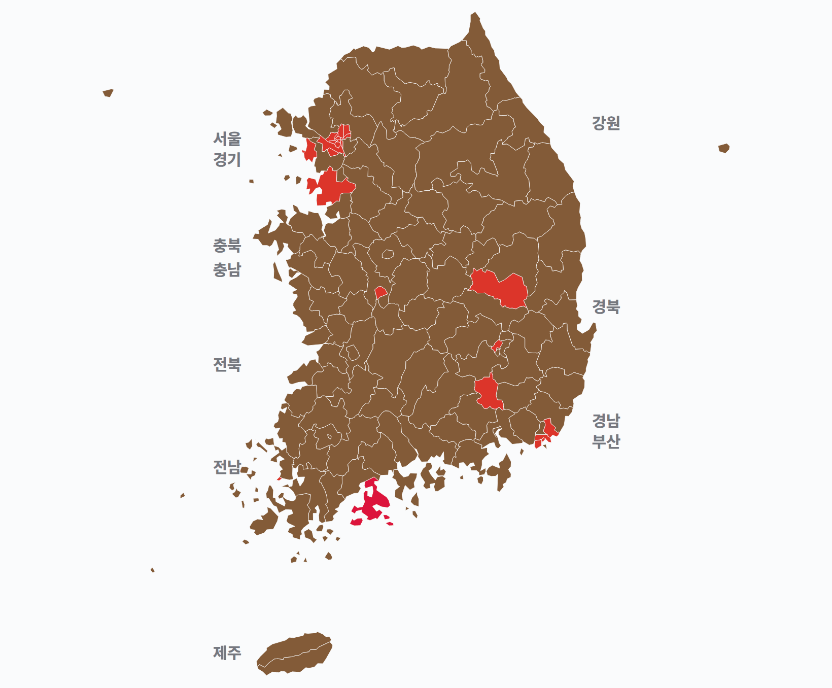 7대 총선 지역구 선거구별 1위 · 지도 — 선거구마다 당선자 정당색(승자독식). 균등=등면적 hex · 지도=실제 경계.